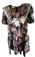 Vintage Lady Dorby Prairie Floral Dress 1990’s Pockets Drop Waist Lace Size 18