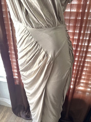 JLUXLABEL GOLD SHIMMER Grecian-Inspired One Shoulder Draped NWTS SZ XL ma