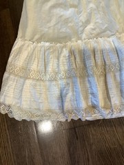 vtg 60s 70s cream lace boho hippie festival ruffle long skirt S