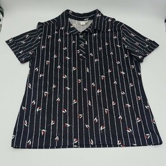 Vintage Queen Casuals Black White Red Half Button Collar U.S.A. Union Size M Top