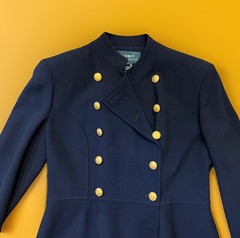 Vintage Ralph Lauren Women’s Martinique Navy Blazer Size 4 Military Worsted Wool