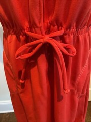 JC Penney Fashions Sz 14 Dress Red Short Sleeve Vintage Polyester Tie Waist 1970