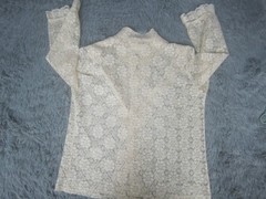 VTG Skirt Blouse Set Large White Lace Floral Embroidery Button Up