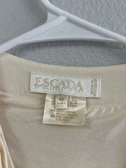 Vintage 90s Escada Silk Dress Cream Drop Waist Double Breasted Gold Button 42 12