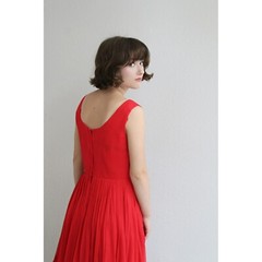 1950s Vintage Deadstock Ro-Nel Red Party Dress Women’s XXS to Extra Small 50s
