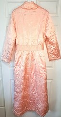 Vintage Nordstrom Quilted Satin Robe Powder Pink Housecoat Dressing Gown Large