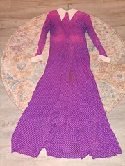 Vintage Purple Polka Dot Collared Maxi Dress Unkown size Costume Apparel