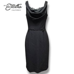 VTG Miss Elliette California Dress Black Cocktail Lace Peekaboo 1960s Mad Men