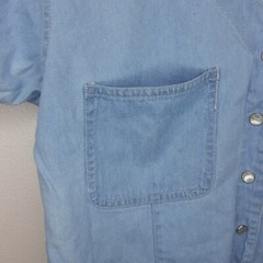 Vintage Western Pearl Snap Blue Top Womens Size Medium M