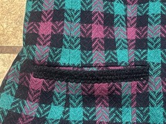 VTG 1970s Pendleton wool plaid jacket black teal and magenta, size 12
