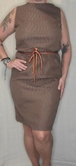 Vintage Dress brown/ bronze/ copper fits modern size 8 tag size is 15 Shiney tie