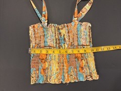 Lady Arrow Abstract Smocked Cropped Camisole Vintage 70s Mod Boho Medium Rare