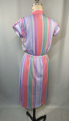 Vintage Dress SIZE LARGE 14 stripe cotton TIMES UP LE TEMPS 70s 80s purple pink