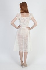 Vtg 1900s Edwardian Wedding Dress Sheer Embroidered Victorian Lawn Tea 40s Gown