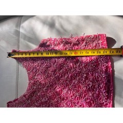 Sequin Tassel Zephyr Wool Vintage Med Hot Pink Mermaid Scale Beaded Tank Top
