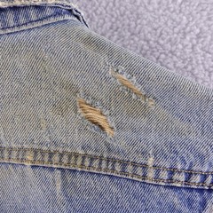Vintage Lee Denim Trucker Jacket Blue Distressed Made in USA Men S Sanforized