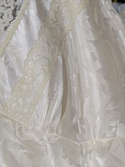 Vintage Adonna Jacquard Ivory Polysatin Lingerie Dress Nightgown NOS L