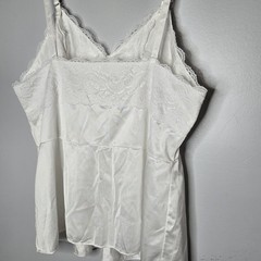 VTG Dixie Belle White Lace Camisole Tank Top 44 3X Nylon Satin Lingerie