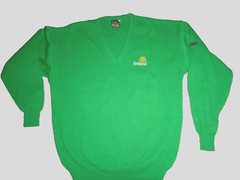 Vintage Blarney Castle Sweater Mens XL Green V Neck Pullover Embroidered Logo