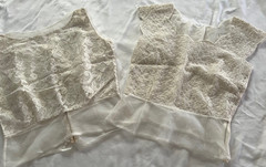 Two Antique Edwardian Victorian Ivory Lace Tulle Blouse Top Wedding NOS