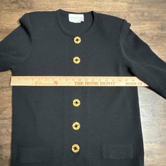 Vintage Toula Black Gold Button Knit Sweater Jacket Size 6 Old Money Classic