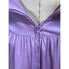 1970s Qiana Nylon Disco Dress Mauve Pink Square Neck A-Line Lace Trim