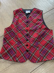 VTG Pendleton Red Tartan Plaid Wool Vest Made in USA Womens Size 10-12