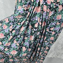 Karin Stevens Vintage 90s Floral Milkmaid Midi Dress Black Pink Purple Woman 14