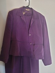 Vintage Patrick 100% Silk Pant Suit 3 Piece Purple Retro Throwback 80s