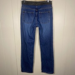 Y2K VTG DKNY JEANS Women Denim Faux Leather Waist Straight Jeans Size 6