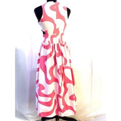 Urban Revivo Side Cutout Pink on Pink Graphic Swirl Retro Midi Dress, Size 4