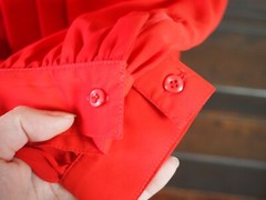 VTG 80s 90s Martinique Red Pleated Balloon Sleeve Secretary Blouse Shirt Sz 14