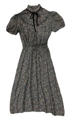 Authentic VTG 1970s Ditsy Floral Prairie Dress Boho Chiffon Tie Neck Byer Too XS