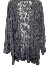 Donna Karan Intimates Med Black Robe Silk H/ Embroidery VTG N/Worn H/Kong