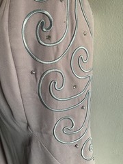 VTG Handmade Column Dress Lavender Built In Strapless Bra Rhinestone Detail S