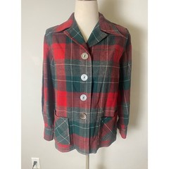 Vintage Pendleton 40’s/50’s 49ers Wool Plaid Shirt Jacket Red Green Womens