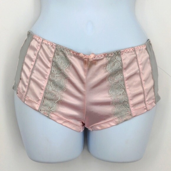 Vintage Shiny Spandex Blend Briefs Liquid Satin Pink Panty Floral Sissy Medium