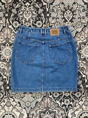 VINTAGE 1990s Y2K LizWear Denim Jean Mini Skirt SIZE 10 Mom Retro Cotton Pockets