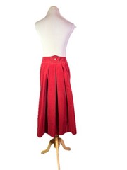 Vintage 1980s Corduroy Trachten Skirt Pleated Red Green Heart Made in Austria