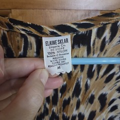 VTG Elaine Sklar Leopard Wide Leg Jumpsuit Size M Belted Animal Print Silky Feel