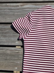 Vintage 1960s Mod Stripe Shift Dress Burgundy Cream Knit Pocket Dress Retro GoGo