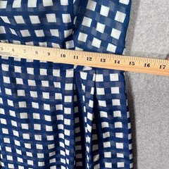 Anne Klein Gingham Pleated Dress Size 6 Blue White Country Retro Mod Cottage
