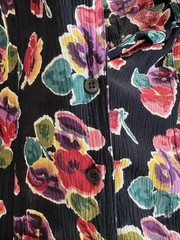 Vintage Rayon Two Piece Set Skirt 22W Jacket 20W Floral Black 90s Silvercord