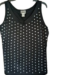 Vintage VTG Gantos 90’s Black Embellished Sleeveless V-neck Tank, Large RN82502