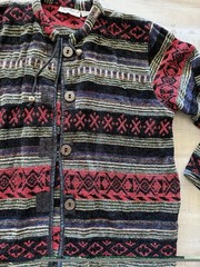 VINTAGE 90s Flashback Cotton Aztec Boho Button Sweater Jacket Size M Womens