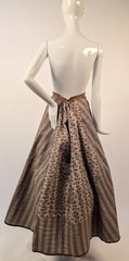 VICTORIAN 1870’S 2 PATTERN PRINT COTTON STRIPED QUILTED SKIRT 