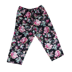 Vintage Y2K Avon Black Floral Cottagecore Goth 2 Piece PJ Set L