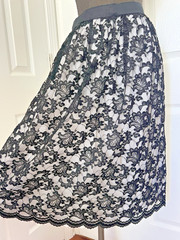 2 Skirts x Dirndl~1 Purple Damask w Lace~1 Embroidery Roses Dots Eyelets~S or M