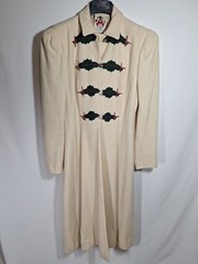 Vtg 1940’s Lanz Wool Holiday Christmas Coat W/tyrolean Novelty Print Liner