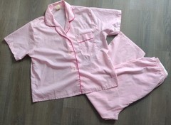 Vtg 70s Sears Pink Pajama Set Permanent Press Piping Coquette Sleepwear Size 38